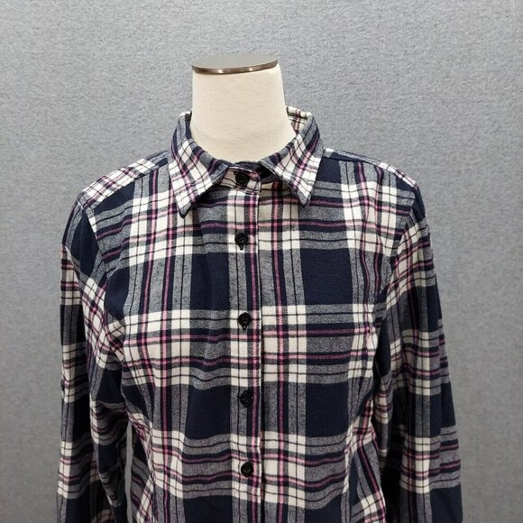 Stillwater Supply Top Womens Large Purple Plaid Long Roll Tab Sleeve Button Up - Picture 2 of 9